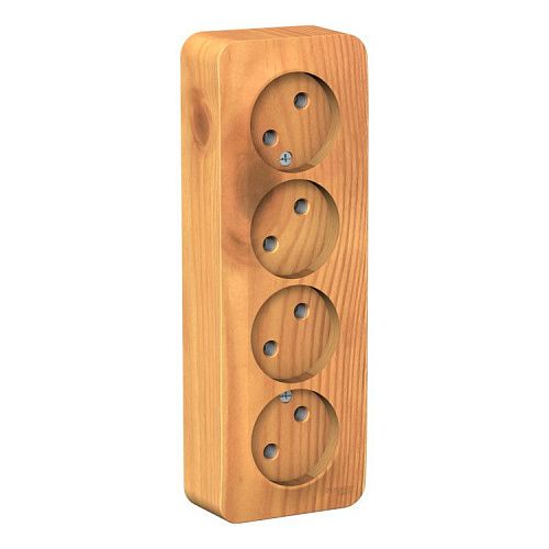 Розетка ОУ 4-я без заземления с изолирующей пластиной (ясень) BLANCA SE