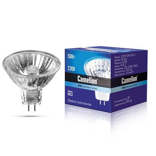 Лампа галогенная JCDR 50W GX5.3 COOL 50Вт 3000К 750Лм GU5.3 220В Camelion
