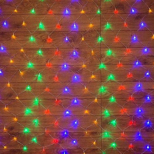 Гирлянда светодиодная Cеть 220В 1.5х1.5м 150 диодов IP20 прозрачный провод Neon-Night мультиколор