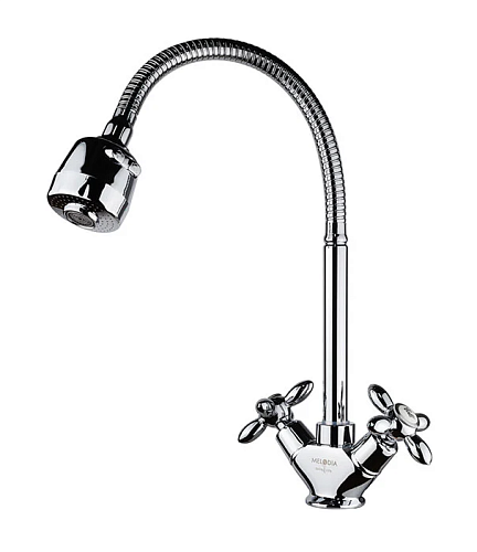 Смеситель кухня MELODIA Retro R-излив гибкий резина БЕЗ ПОДВОДКИ MDV32311 (Гарантия 7 лет)