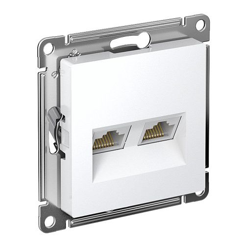 Розетка 2-я PC RJ45+RJ45 категория 5е (белый) ATLASDESIGN SE