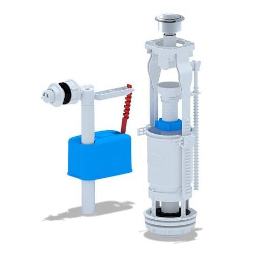 Арматура с боковой подводкой 1/2" с пластиковым штуцером кнопка металлизированная эконом АНИ WC6050М