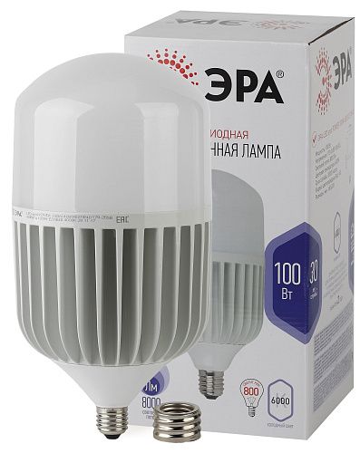 Лампа светодиодная ЛОН LED POWER 100W-6500-E27/E40 Т160 100Вт 6500K 8000Лм E27/E40 серия Стандарт (2 года) ЭРА