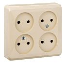 Розетка ОУ 4-я без заземления квадратная (кремовый) ЭТЮД SE
