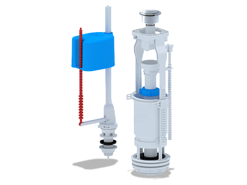 Арматура с нижней подводкой 1/2" с пластиковым штуцером кнопка металлизированная эконом АНИ WC6550М