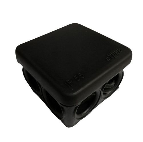 Коробка распаячная ОУ 85х85х40мм с крышкой 6 вводов IP54 (черная) ТУСО Ruvinil