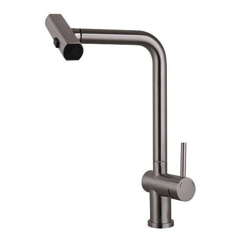 Смеситель кухня MELODIA Perfetto нерж. вытяжн.излив 4в1 д.35мм с гайкой MDV30208ss (Гар. 7 лет) NEW!