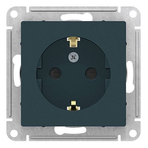 Розетка с/з с защитными шторками 16А IP20 (изумруд) ATLASDESIGN SE