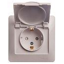 Розетка с заземлением с защитными шторками с крышкой IP20 в сборе (белый) GLOSSA SE