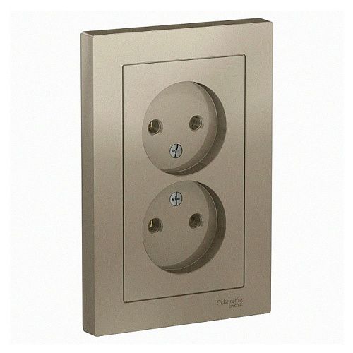 Розетка 2-я без заземления 16А в сборе (шампань) ATLASDESIGN SE