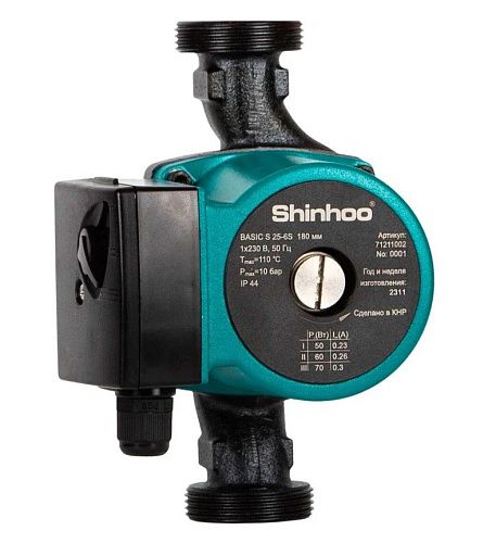 Насос циркуляционный BASIC S 25-6S с гайками длина 180 мм Shinhoo