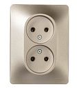 Розетка 2-я без заземления в сборе (титан) GLOSSA SE