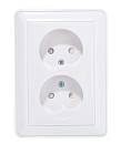 Розетка СУ 2-я без заземления с защитными шторками в сборе (белый) W59 SE