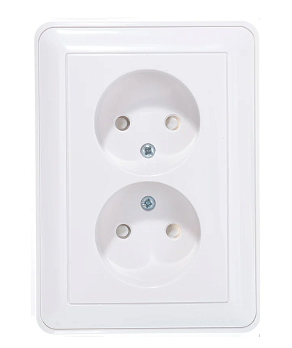 Розетка СУ 2-я без заземления с защитными шторками в сборе (белый) W59 SE