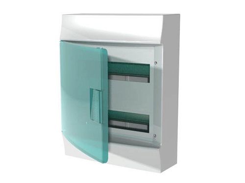 Бокс навесной 2ряда 24 мод. 382х292х120мм без N/PE прозр. зеленая дверь IP41 (белый) Mistral41 ABB (1SPE007717F0520) ФЛ