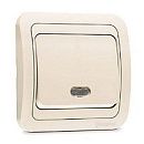 Выключатель СУ 1кл c подсветкой со вставкой (крем) Mimoza MAKEL