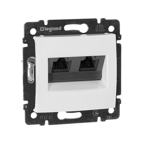 Розетка 2-я РС RJ45 категория 5 UTP (белая) Valena Classic Legrand/Daccord (774231)