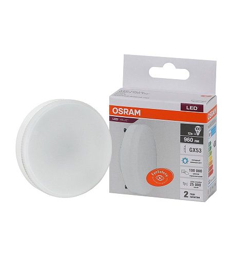 Лампа светодиодная таблетка LV GX53 12SW- 100W/865 230V 960lm GX53 D73x28  OSRAM
