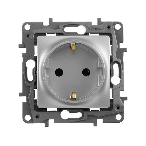 Розетка с заземлением немецкий стандарт винтовые зажимы 16А 250В (алюминий) Etika Legrand/Daccord/ИЭК (672421)