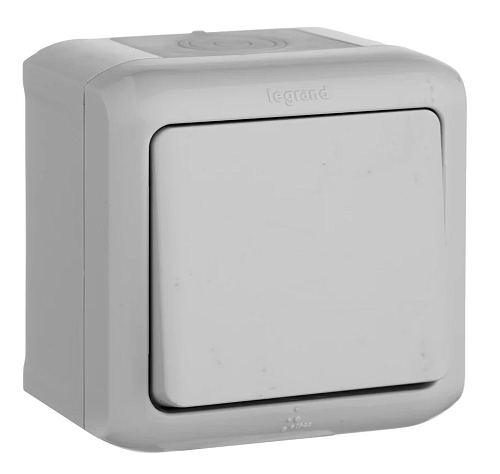 Выключатель 1кл 10А IP44 (серый) Quteo Legrand (782330)