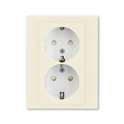 Розетка 2-я с заземлением с защитными шторками 16А (слоновая кость/белый) Levit ABB