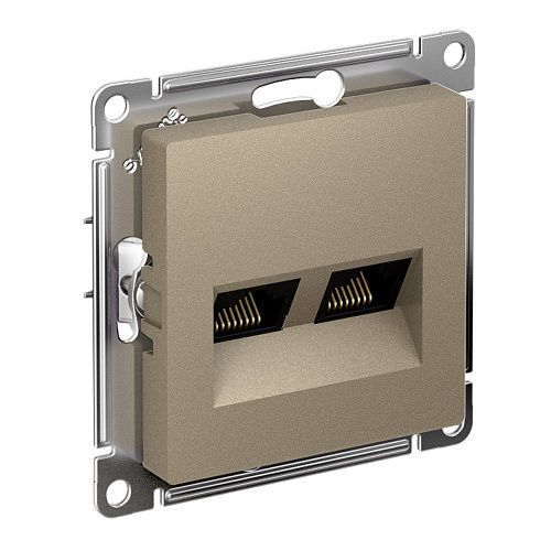 Розетка 2-я PC RJ45+RJ45 категория 5е (шампань) ATLASDESIGN SE