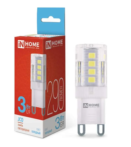 Лампа светодиодная капсула LED-JC 3Вт 6500K 290Лм G9 IN HOME