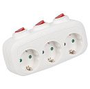 Разветвитель сетевой с выключателем. с/з. 3 гнезда 16А 3500Вт белый S-GES3-16OB WHITE Uniel