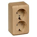Розетка ОУ 2-я с заземлением с защитными шторками (сосна) ЭТЮД SE