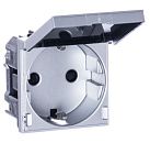 Розетка SCHUKO 2-модульная с защитными шторками с крышкой N2288.1 PL (серебристый) Zenit ABB