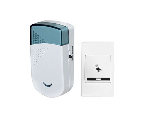 Звонок беспроводной Колибри КБ-01Б 32 мелодии дальность 100м 2АААх1.5В с кнопкой (белый) Тритон