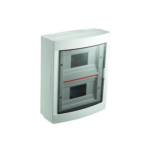 Бокс навесной 2 ряда 16 мод. 233х290х103мм с N/PE-6/6 прозрачная дверь IP40 (белый) VI-KO