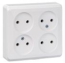 Розетка ОУ 4-я без заземления квадратная (белый) ЭТЮД SE