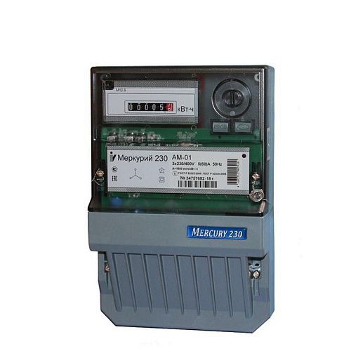 Счетчик электроэнергии Меркурий 230 АМ-01 5-60А 380В трехфазный однотарифный на монтажную плату механич.дисплей Инкотекс