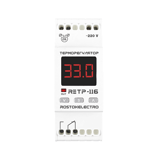 Регулятор температуры многофункц. RE TP-116 на DIN-рейку с вынос. датчиком 2м rostokelectro