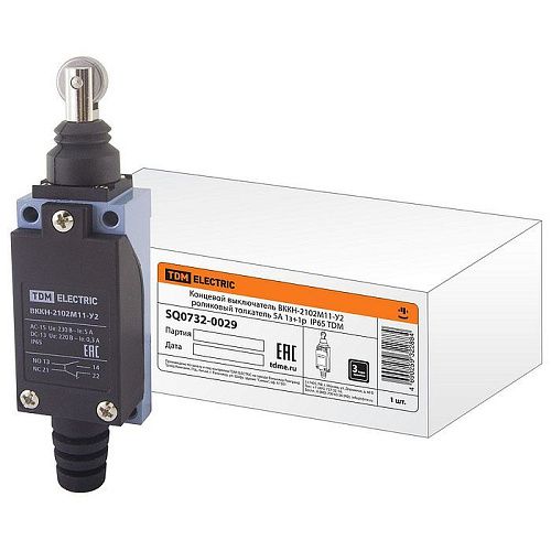 Выключатель концевой ВККН-2102М11-У2 роликовый толкатель 5А 1з+1р IP65 TDM