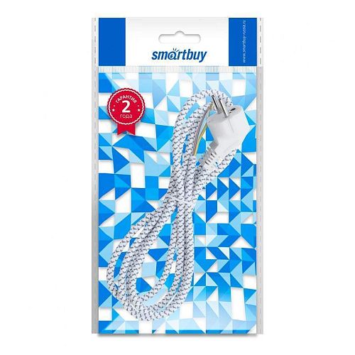 Сетевой шнур в тканевой оплетке с заземлением 1.8 метра. 10А/2.2кВт. белый Smartbuy