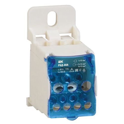 Распределительный блок на DIN-рейку 1п 80А РБД-80А ИЭК