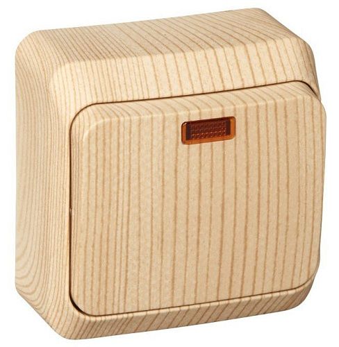 Выключатель ОУ 1кл с подсветкой (сосна) ЭТЮД SE