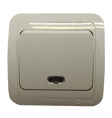 Выключатель СУ 1кл c подсветкой со вставкой (белый) Mimoza MAKEL УЦЕНКА