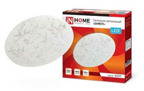 Светильник светодиодный накладной DECO БАМБУК 24Вт 4000К 2160Лм Ø300х55мм IP40 IN HOME белый круг