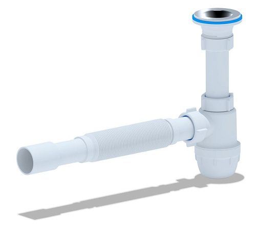 Сифон бутылочный 1 1/4"х32 для умывальника с гибкой трубой 32х32/40 АНИ пласт BM1015