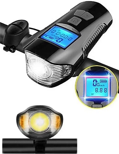 Фонарь светодиодный велосипедный передний XA-585 гудок поворотники зарядка USB