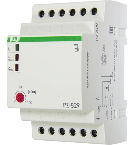Реле контроля уровня жидкости PZ-829 2-х уровневый 2х16А на DIN-рейку 35мм F&F