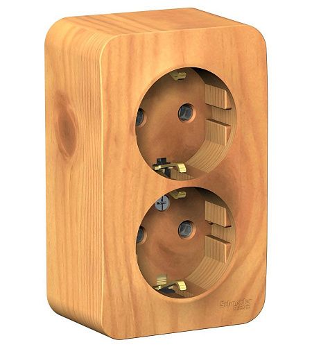 Розетка ОУ 2-я с заземлением с изолирующей пластиной (ясень) BLANCA SE