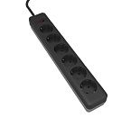 Удлинит. 6 гн. с сет/ф LE E1S ПВС 3х0.75 1.8м 10А земля черный/серый LEEK  Удлинит. 6 гн. с сет/ф LE E1S ПВС 3х0.75 1.8м 10А земля черный/серый LEEK