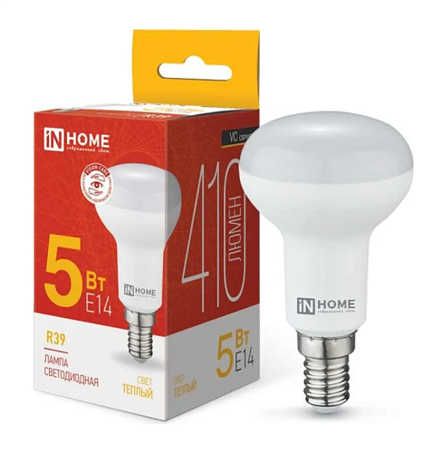 Лампа светодиодная рефлектор R39 5Вт 3000К 410Лм Е14 IN HOME