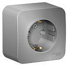 Розетка ОУ с заземлением с защитными шторками с изолирующей пластиной (алюминий) BLANCA SE