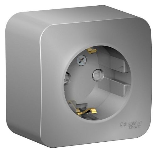 Розетка ОУ с заземлением с защитными шторками с изолирующей пластиной (алюминий) BLANCA SE