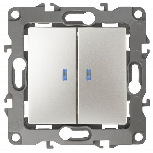 Выключатель 2кл с подсветкой 10АХ (перламутр) Эра12 ЭРА (12-1105-15)